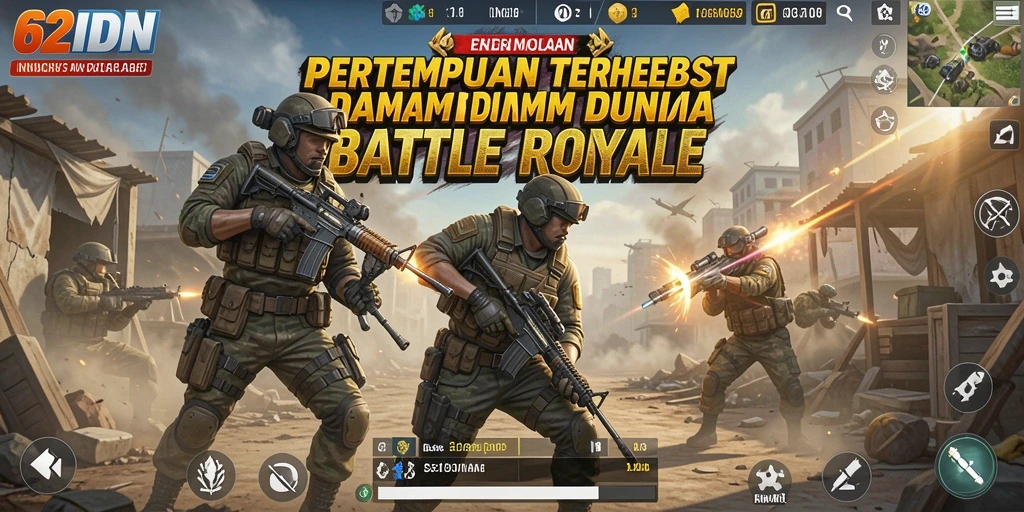 Tampilan menarik dari pertempuran di 62IDN Battle Royale.