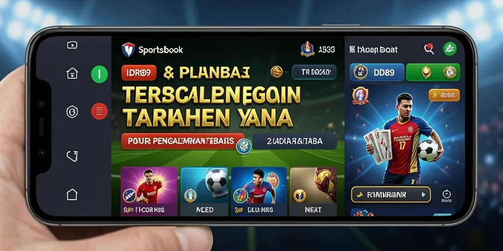Tampilan utama aplikasi IDR89 dengan opsi taruhan Sportsbook yang beragam.