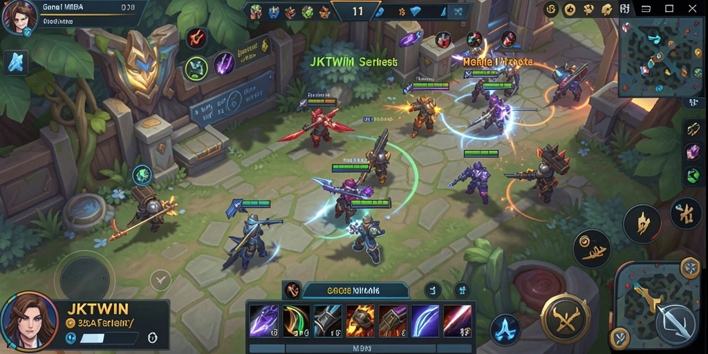 Screenshot menunjukkan aksi intens dalam permainan MOBA JKTWIN.