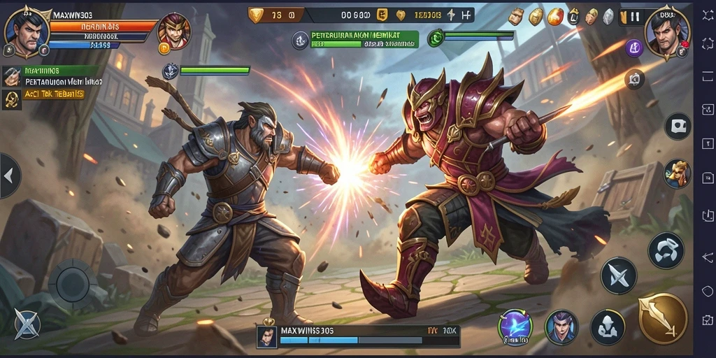 Screenshot gameplay menunjukkan aksi pertarungan yang mendebarkan di MAXWIN303.