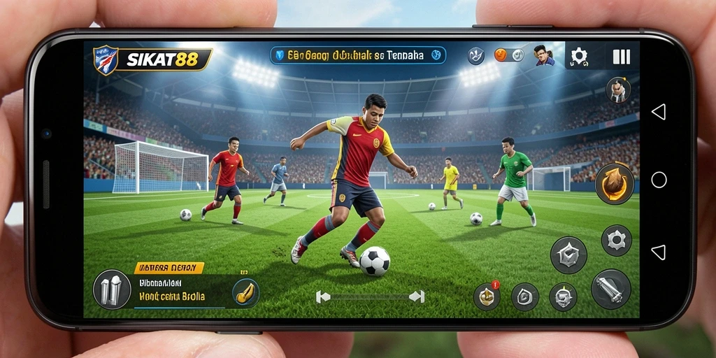 Screenshot gameplay SIKAT88 menampilkan momen seru dalam pertandingan sepak bola.