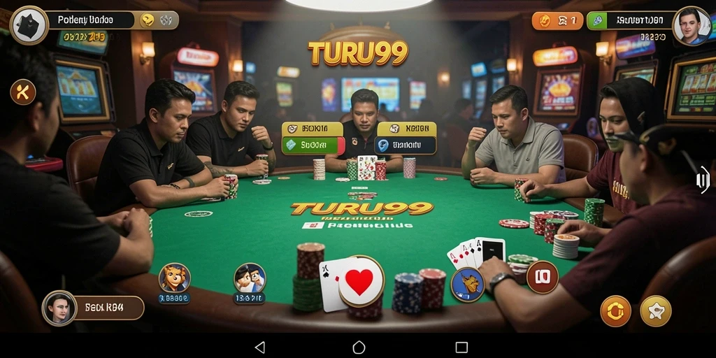 Tampilan gameplay TURU99 yang menarik dan penuh aksi permainan poker.